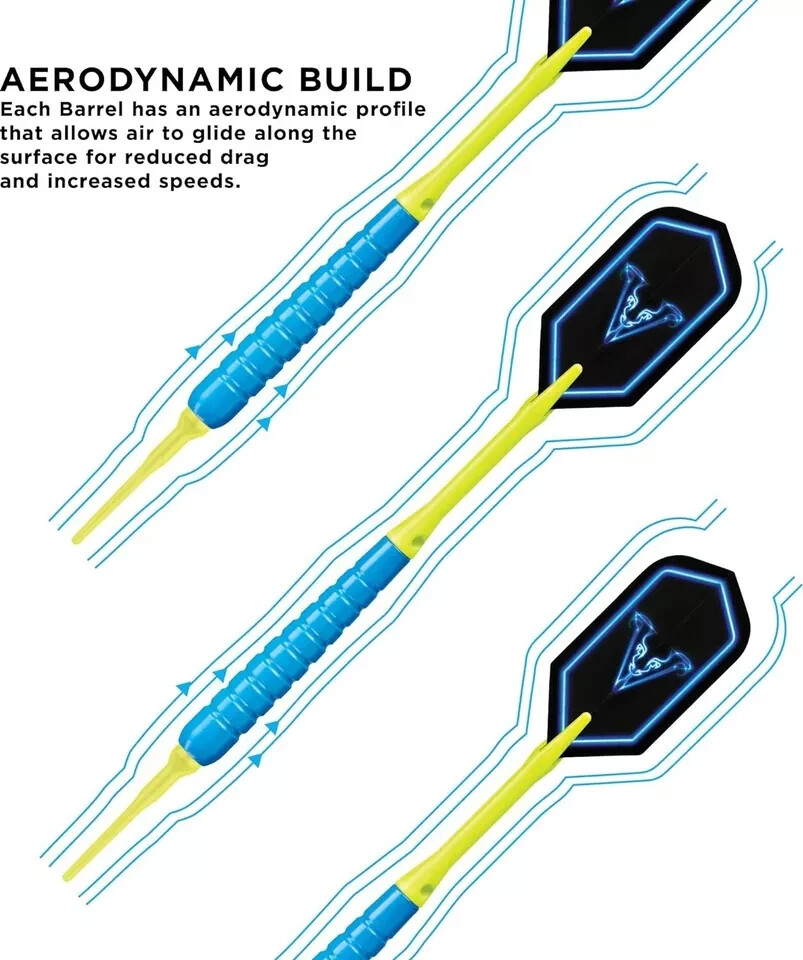 Viper V Glo Soft Tip Darts, Blue/Yellow, 18 Grams