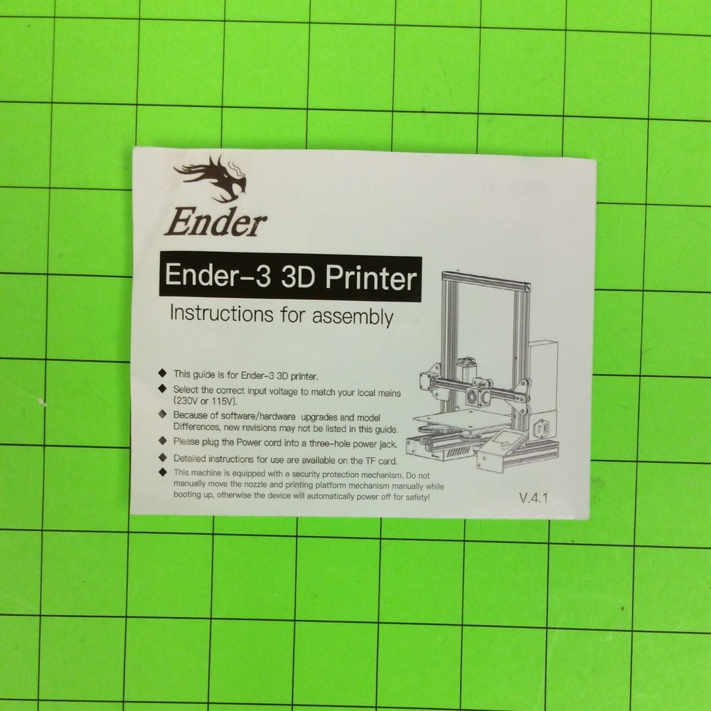 Creality ENDER-3 (Original) 3D Printer Assembly Instruction Book Part