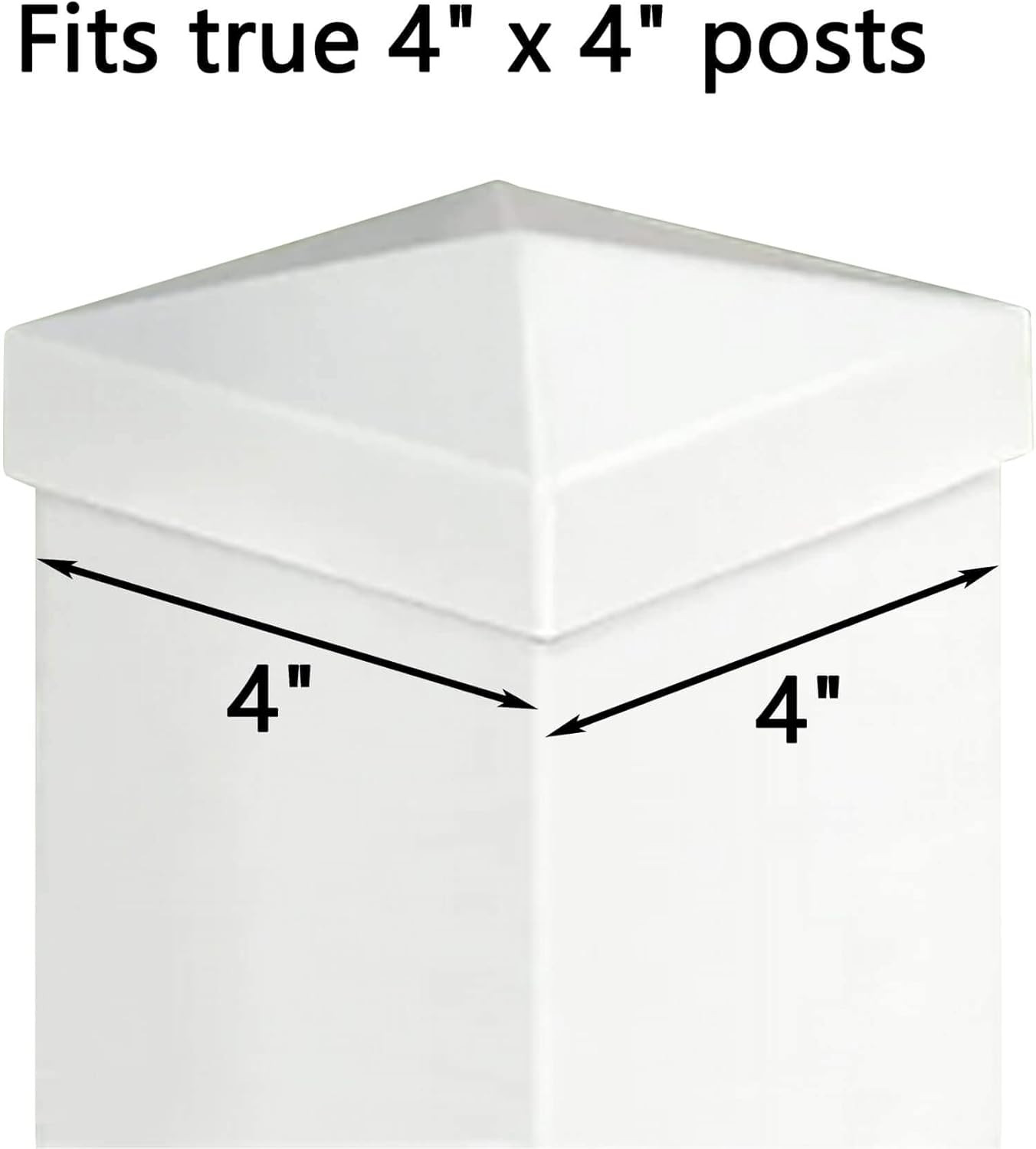 2 Pack Pyramid Style Fence Post Cap for 4" X 4" Fence - White PVC Cap