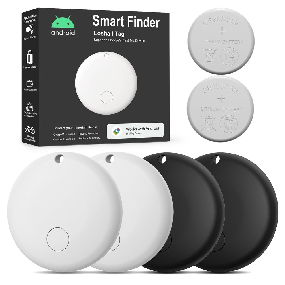Tracker Tags - 4 Pack for Andriod and 2pcs Extra 2032 Batteries, Bluetooth + ...