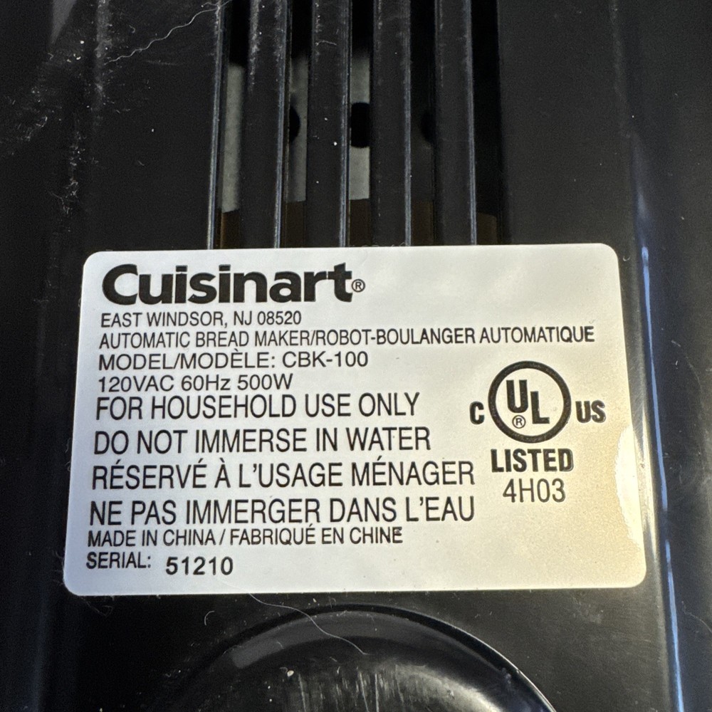 Cuisinart Automatic Bread Maker CBK-200 Compact Stainless Steel 2lb Programmable