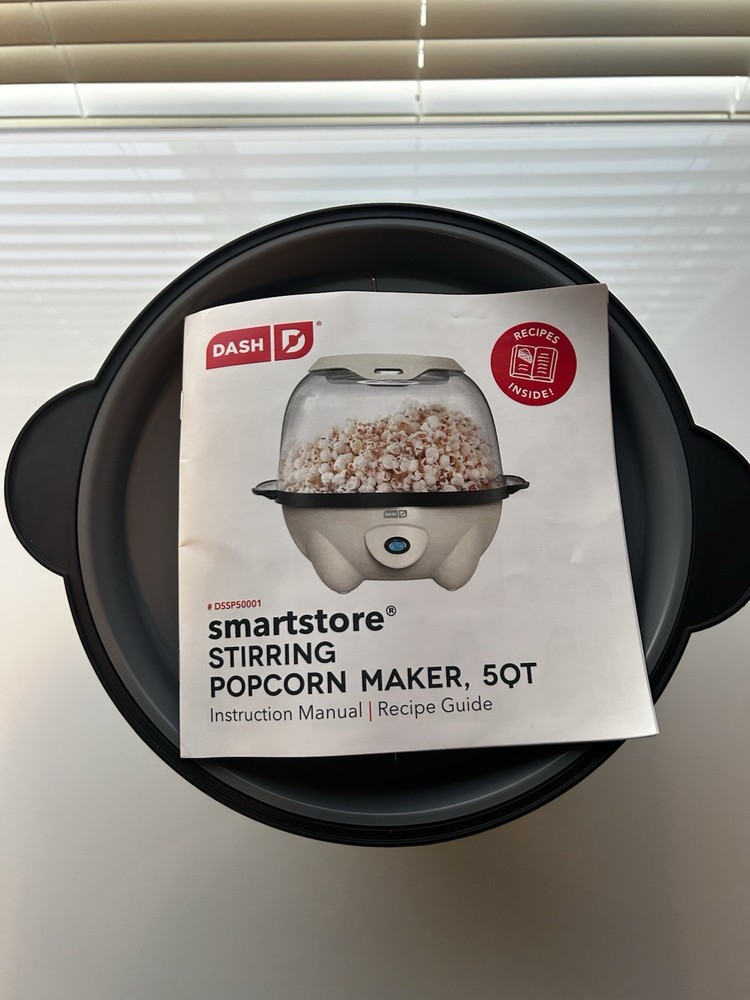 DASH Stirring Popcorn Maker SmartStore 20 Cup 700W Flip Bowl Ceramic Open Box
