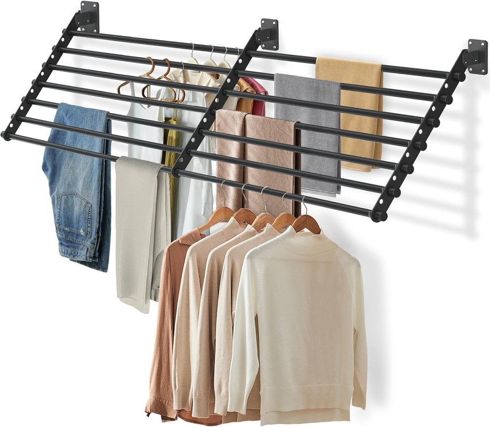 Wall Mounted Clothes Drying Rack 28 Inch – Foldable Laundry Drying Rack Wall