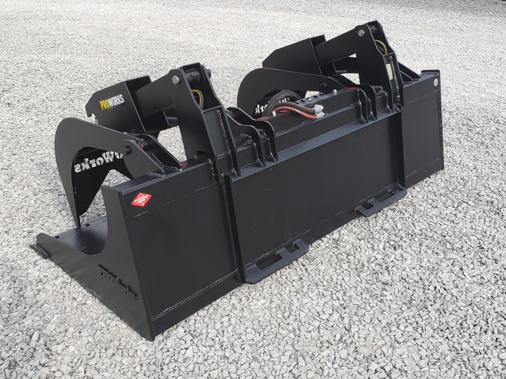 80″ Severe Duty Solid Bottom Bucket Grapple Fits Skid Steer Quick Attach Loader