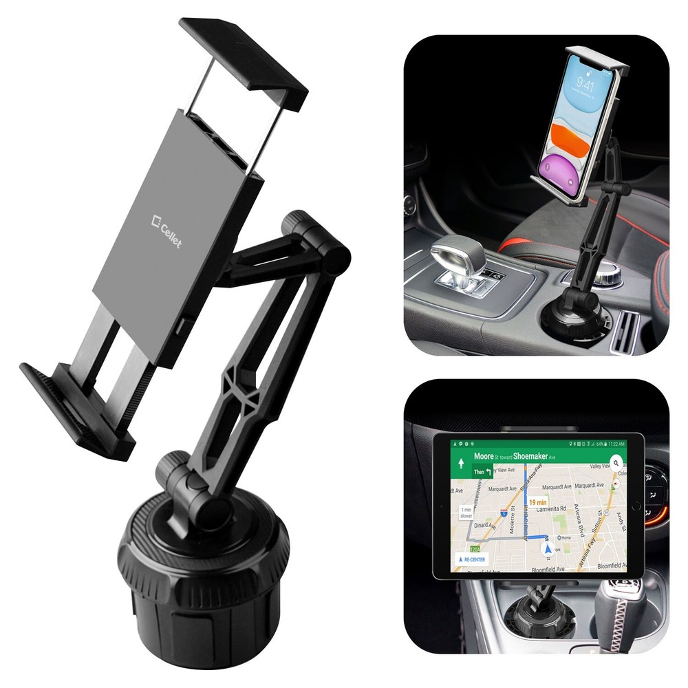 Car Cup Holder Phone Mount Compatible with iPhones, iPad, mini, Tablet, Android
