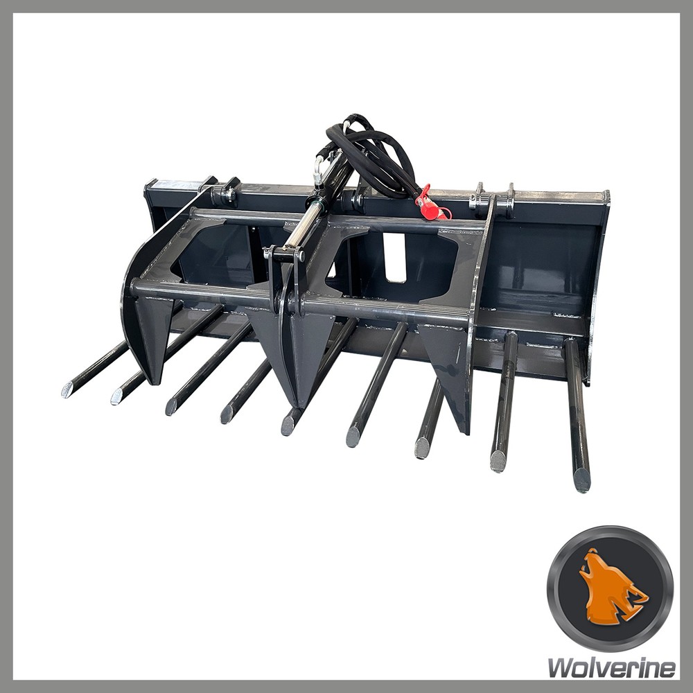 Wolverine  Skid Steer Hydraulic Fork Root Grapple Attachment Grab 63" Long