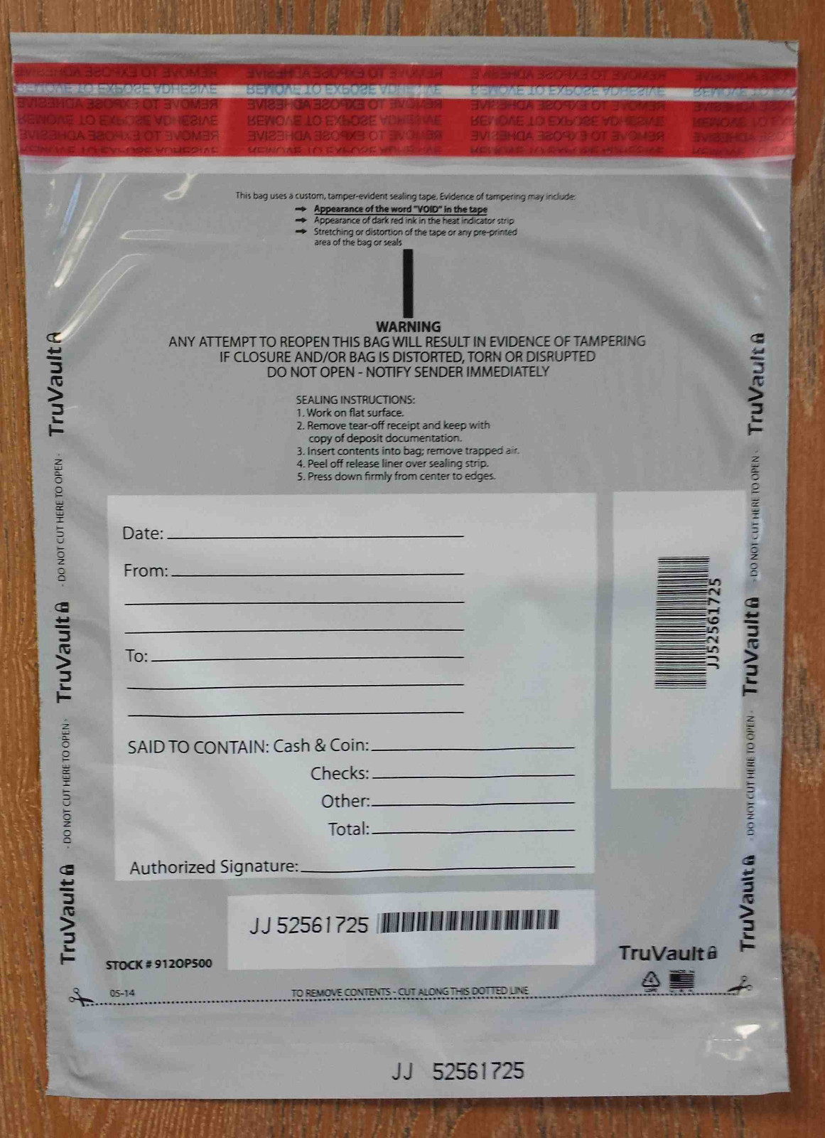 'A' Size Tamper Evident Plastic Deposit Bags - Opaque (100 bags)