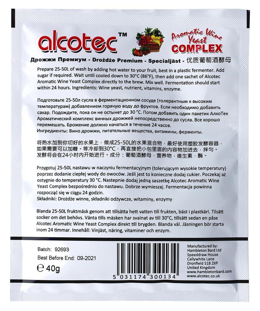 Alcotec Aromatic Wine Yeast Complex