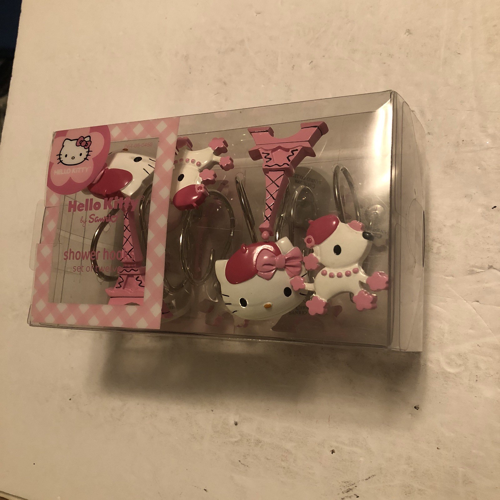 Sanrio Hello Kitty Bonjour Paris Eiffel Tower Poodles Shower Curtain Hooks @C