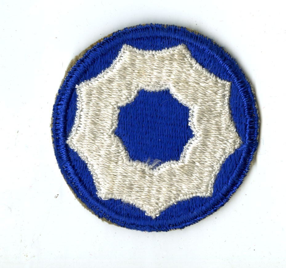 9th Service Command White Back Patch WWII Vintage Pacific Coast California