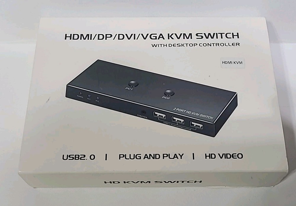 Rocketek 2 Port Hdmi Kvm Switch With Desktop Controller