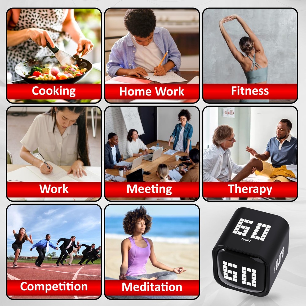 Digital Pomodoro Timer Cube, Rechargeable TypeC Productivity Countdown Clock ...