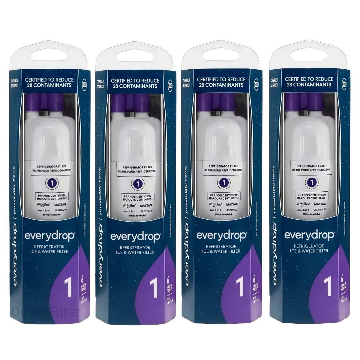 1-4PACK ΕVΕRYDROP ΕDR1RXD1 Refrigerator ICE Wate Filter 1 Replacement White US