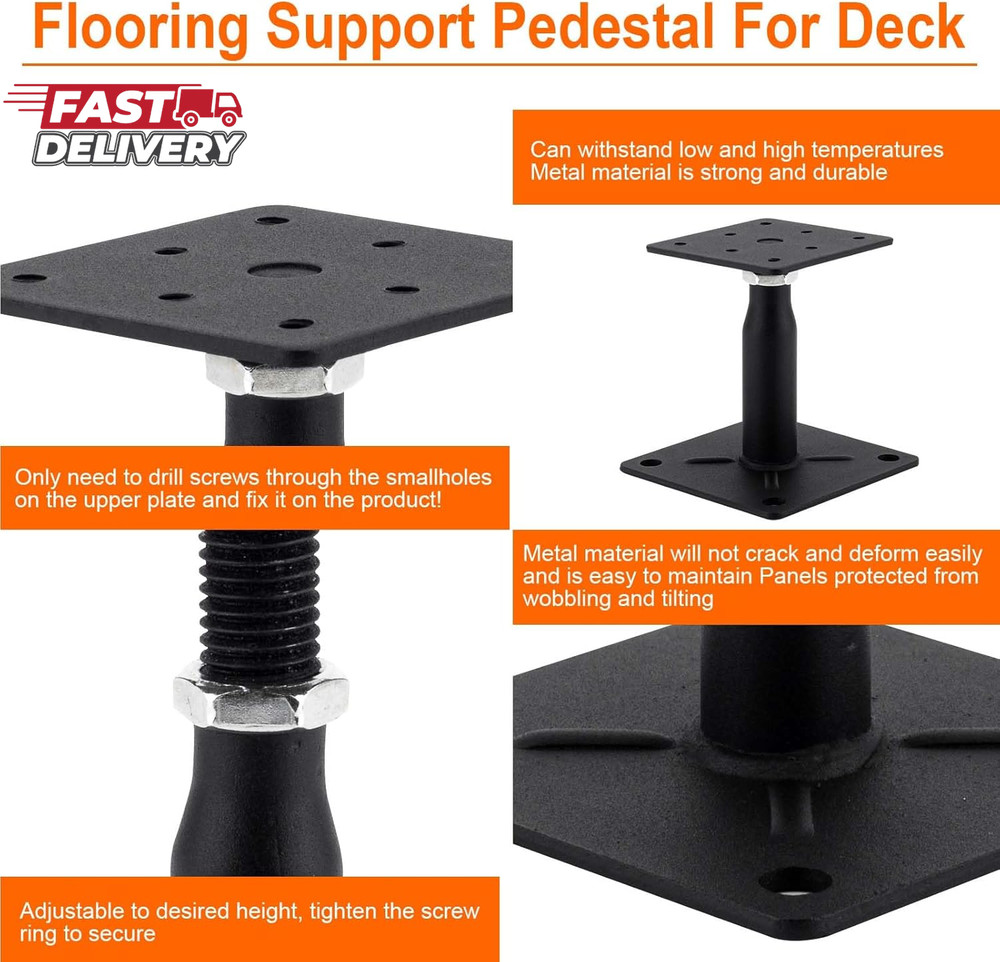 4 Pack Adjustable Support Jack for Floor, Deck Foundation, RV Step Stabilizer, M