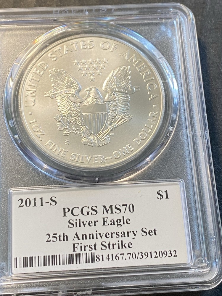 2011-S Silver Eagle PCGS Rare Flame Holder MS70 Population 9 Pieces