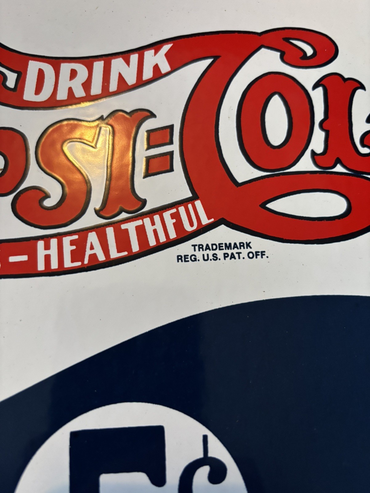 VINTAGE PEPSI COLA PORCELAIN SIGN GAS STATION BOTTLE COKE COCA DEW A & W OIL