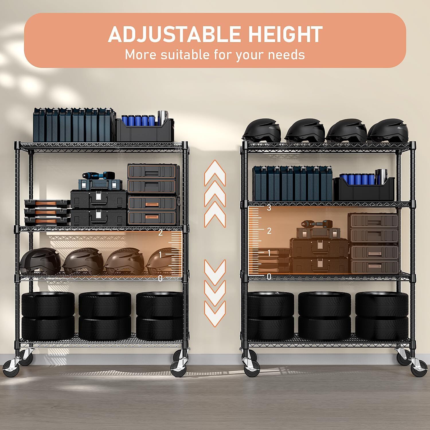 Heavy Duty 4-Tier Industrial Metal Shelves Garage Shelving Rack 53W*23D*74H