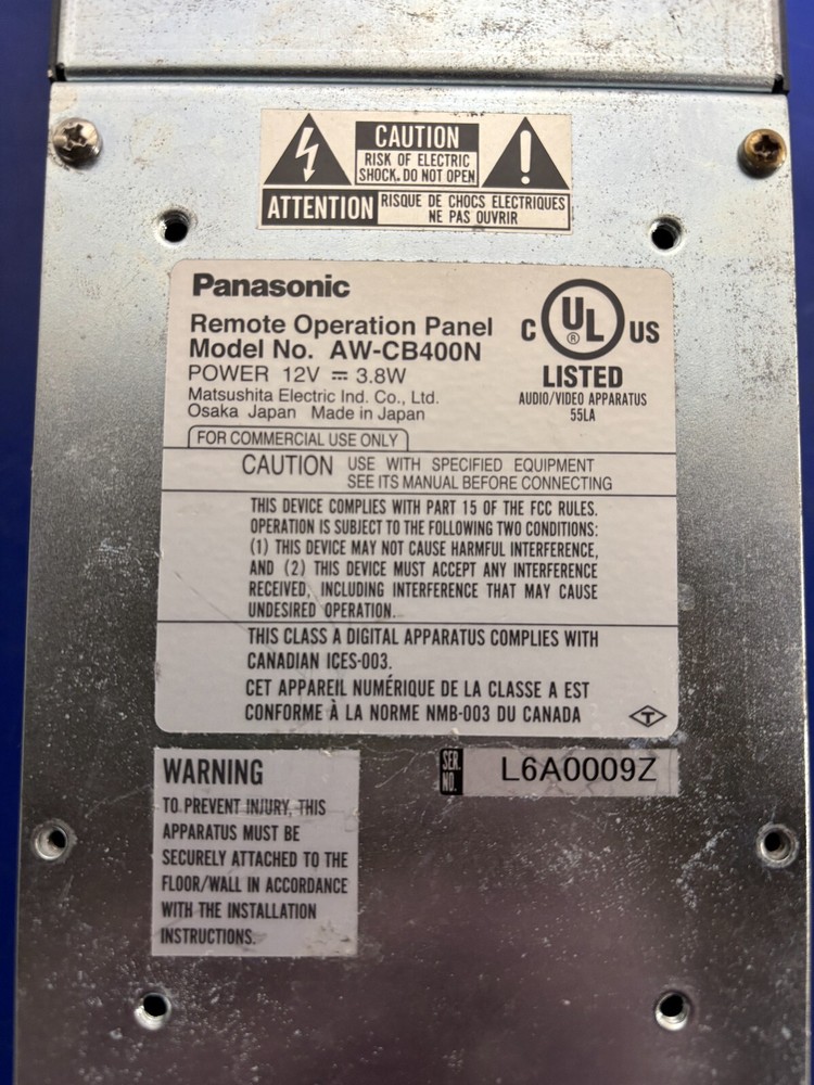 Panasonic Multi-Camera Remote Operation Panel AW-CB400N For Parts