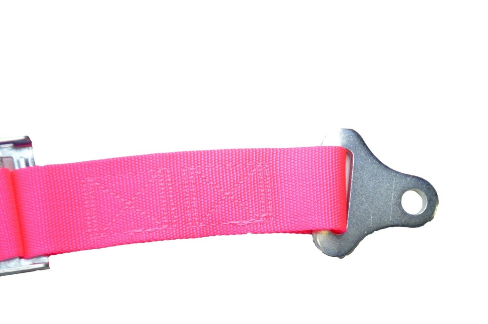 PINK 3 POINT RACE HARNESS 2" LATCH & LINK PULL UP LAP BELTS BOLT FLOOR MOUNT