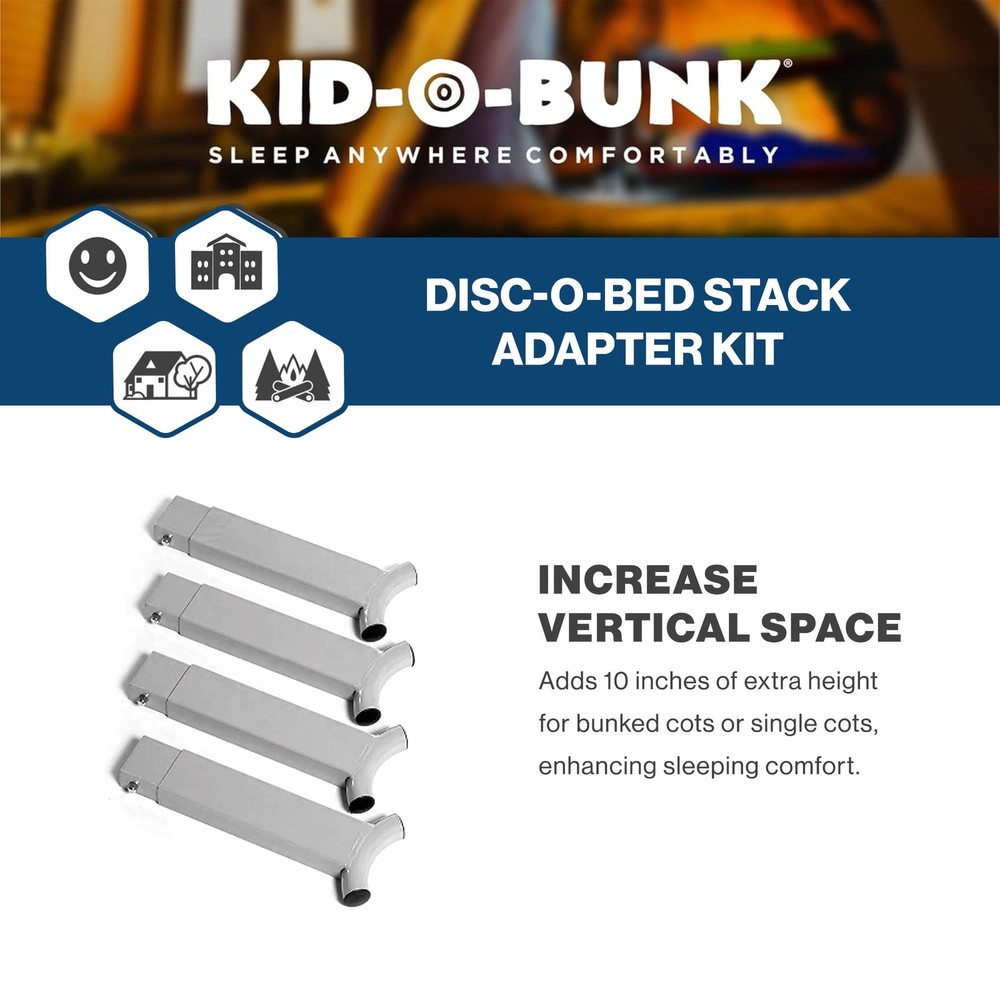 Disc-O-Bed Stack Adapter Kit for Kid-O-Bed and Kid-O-Bunk Cot Systems, Silver