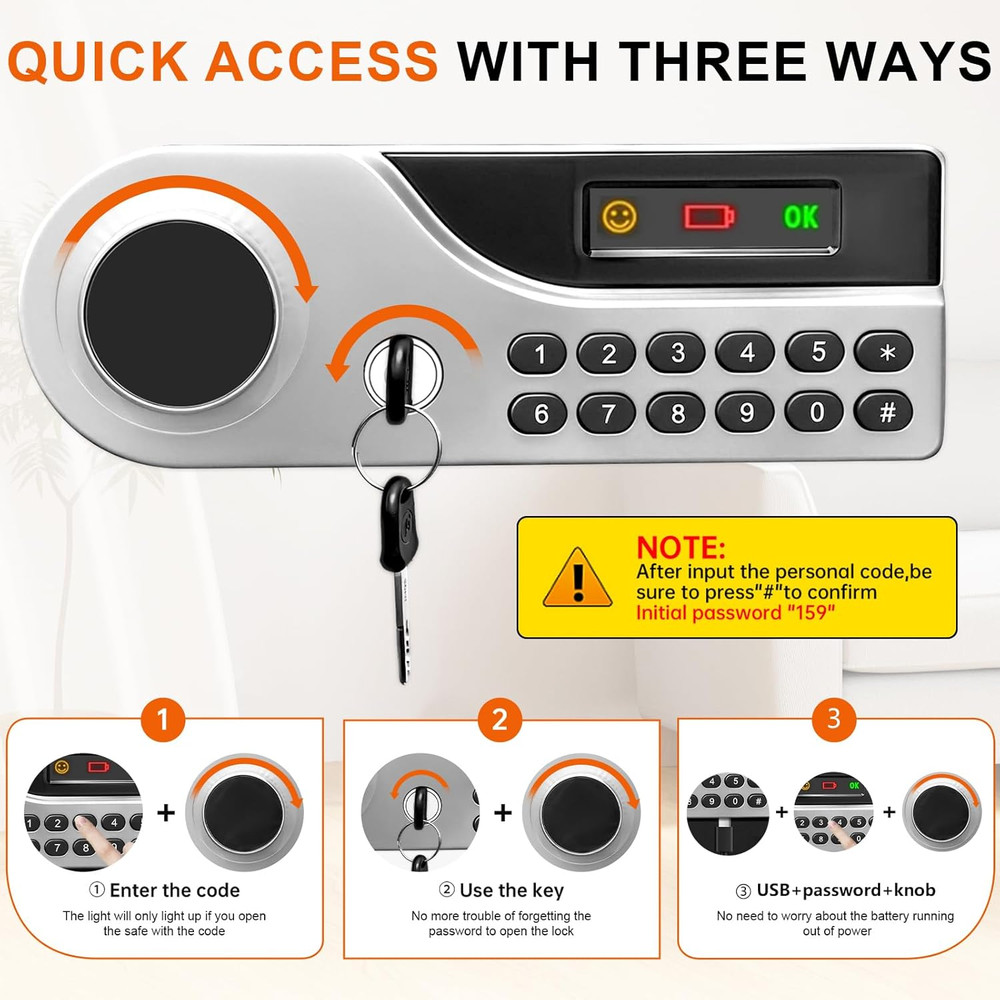 5.2 Cuft Large Fire Safes for Home, Security Safe Box Fireproof Waterproof with