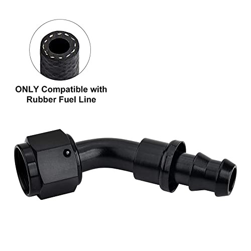 Push Lock Hose Fitting End Black 2PCS 10AN 45 Degree