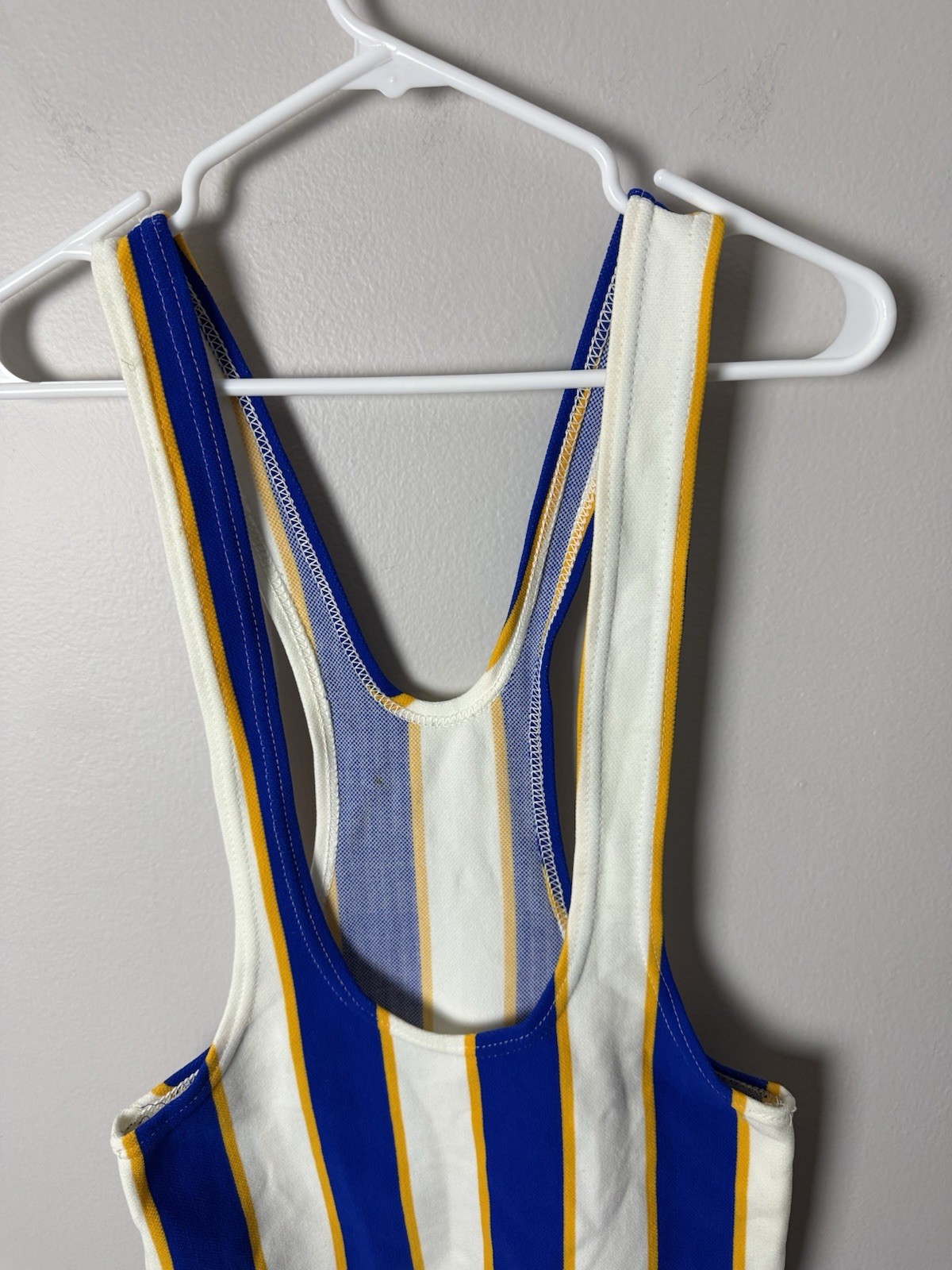 Vintage Sears Roebuck Size 28-38 Blue/White Stripe Wrestling Singlet EUC