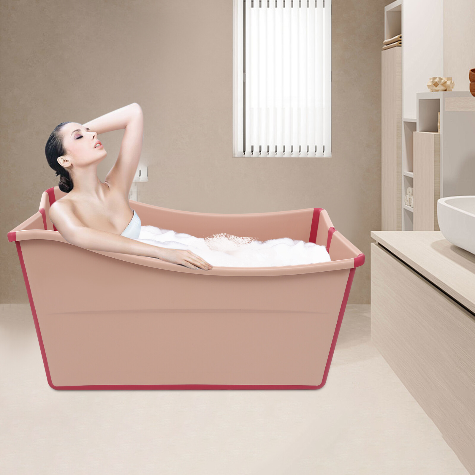 Portable Foldable Bathtub, Collapsible Children's Bathtub For Children Pink.