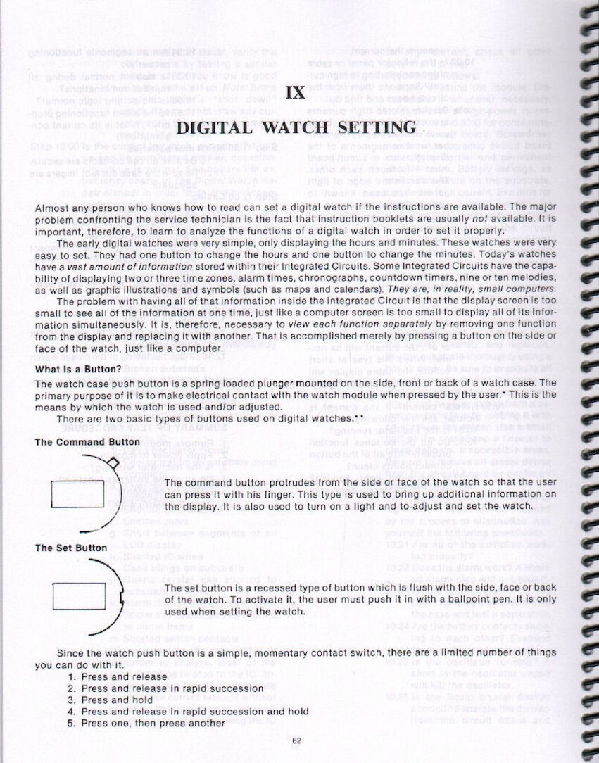 Louis Zanoni QUARTZ WATCH REPAIR MANUAL, New Paperback with Spiral Binging,