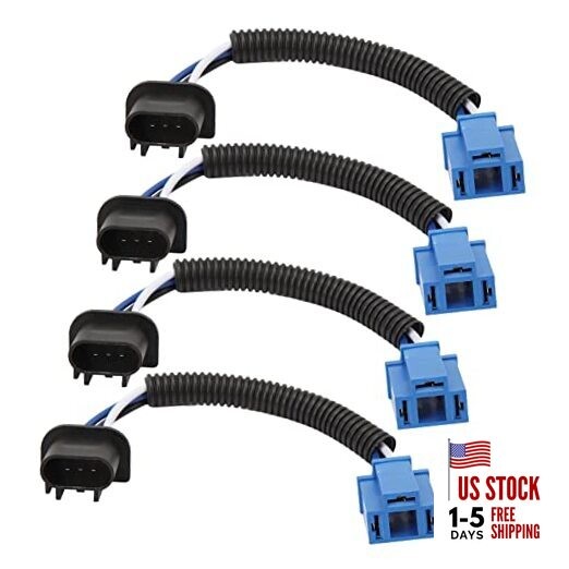 H13 Headlight Adapter Cable Harness, 4-Piece Plug and Play Set for Upgrading