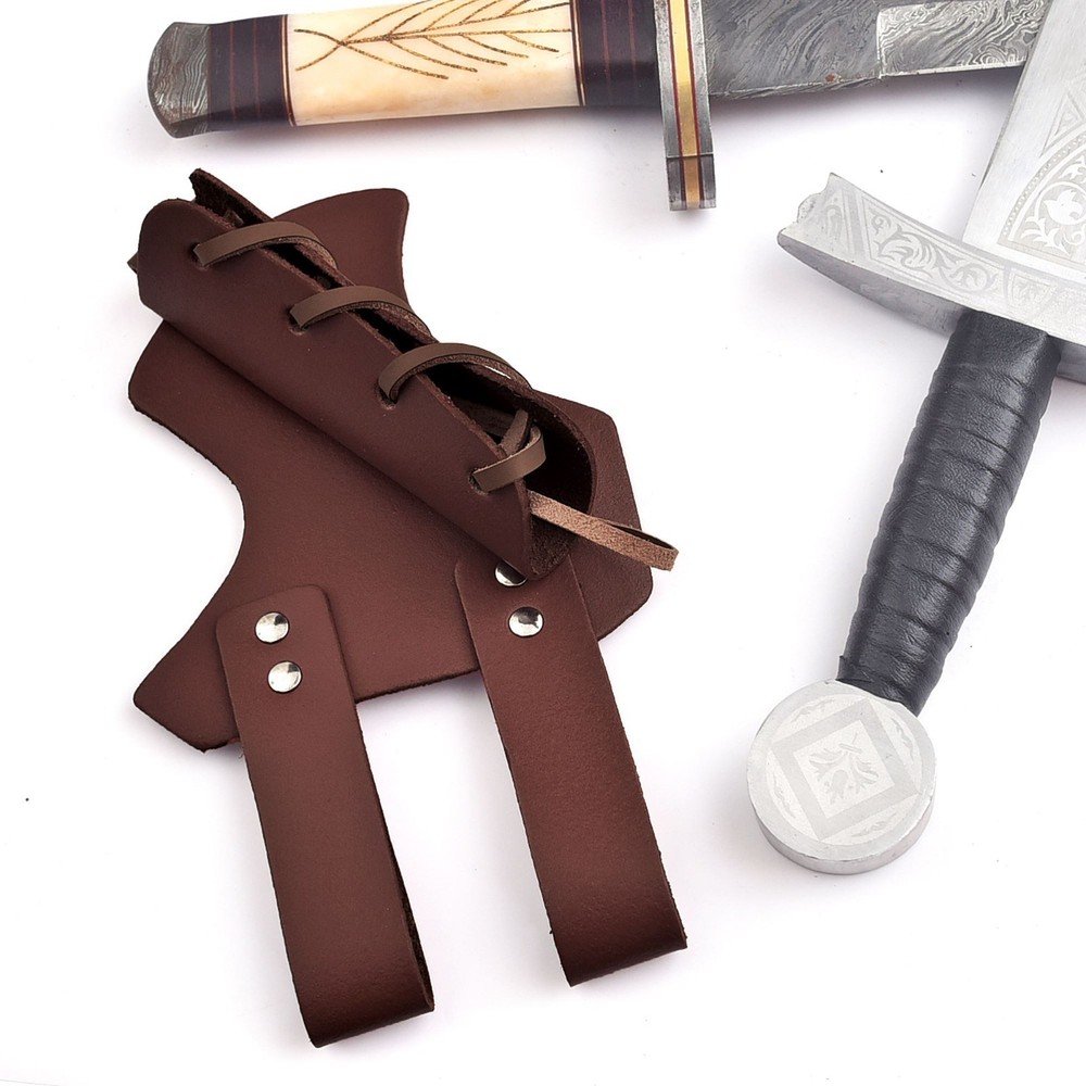 MEDIEVAL SWORD DAGGER LEATHER FUNCTIONAL COSTUME FROG/HOLDER ACCESSORY | Vikings