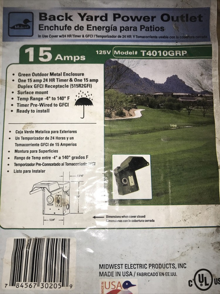 New 15 Amp Back Yard Power Outlet