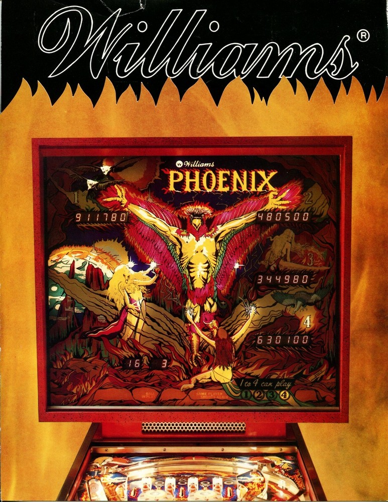 Phoenix Williams Pinball Flyer / Brochure / Ad - Mint