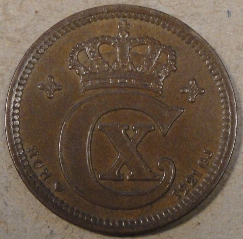 Denmark 1921 Five Ore as Pictured