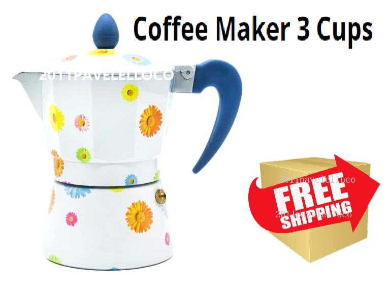Aluminum Coffee Maker 3 Cups Flower Pattern Expresso Maker,Percolator .Stovetop