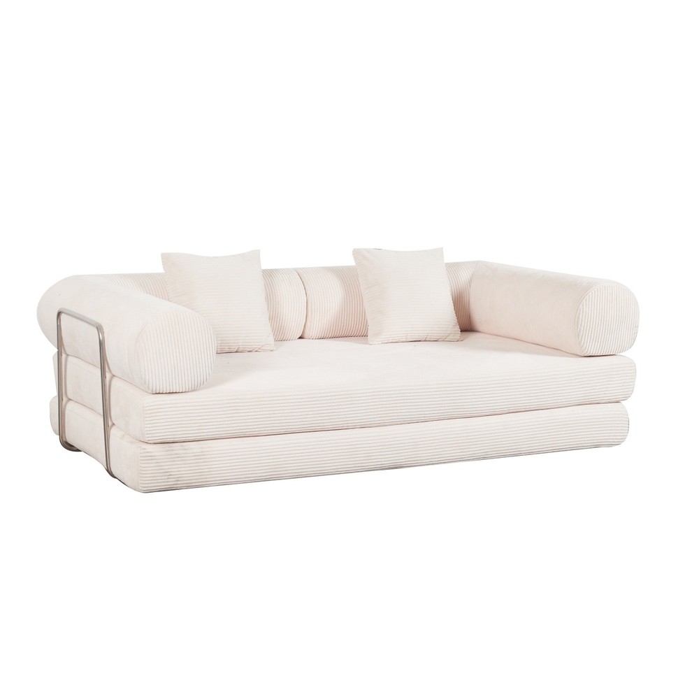 Folding Sleeper Sofa Bed Floor Compression Sofa w/ Metal Frame for Small Space