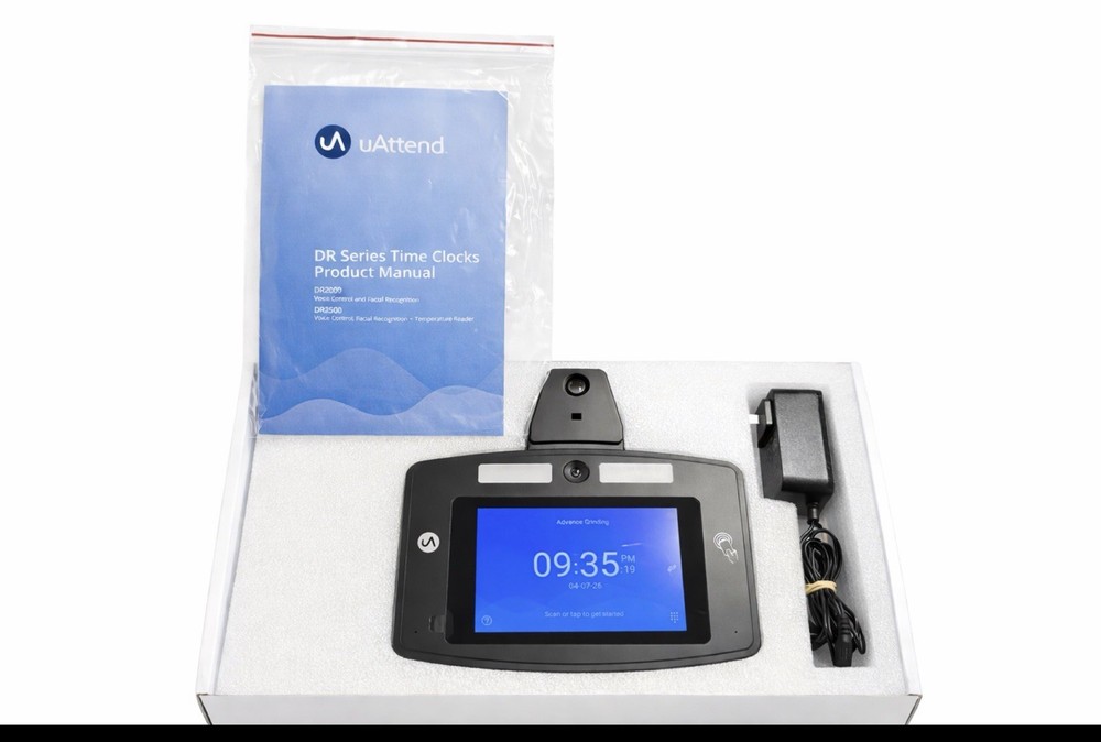 uAttend DR2500 Biometric Time Clock Facial Recognition RFID Temp Reader Cloud