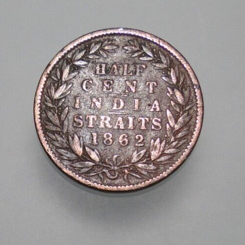 STRAITS SETTLEMENTS INDIA STRAITS 1862 1/2 CENT KM #5