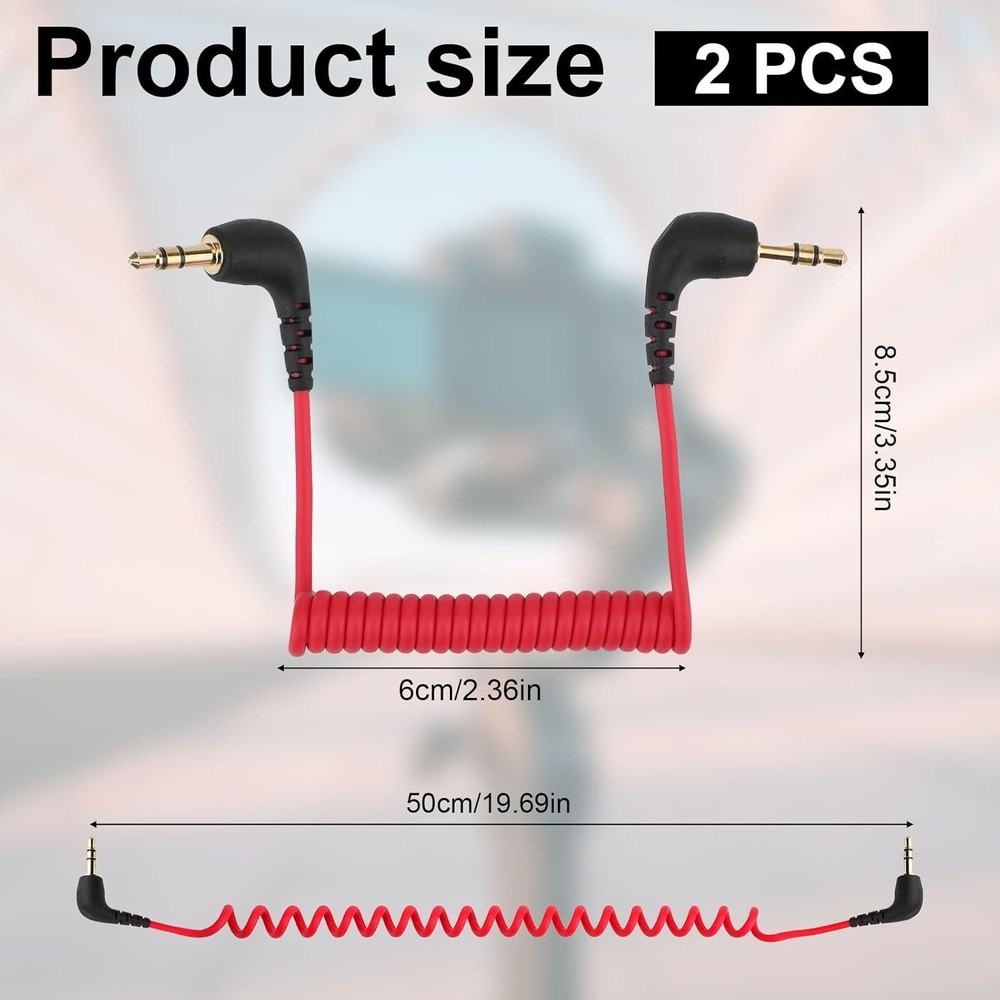 2pcs 3.5mm Microphone Cable, Camera Audio Cable TRS Coiled Dual Patch...