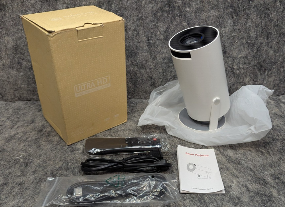 Android F300 White Ultra HD High Dynamic Range Smart Projector + HDMI Cable