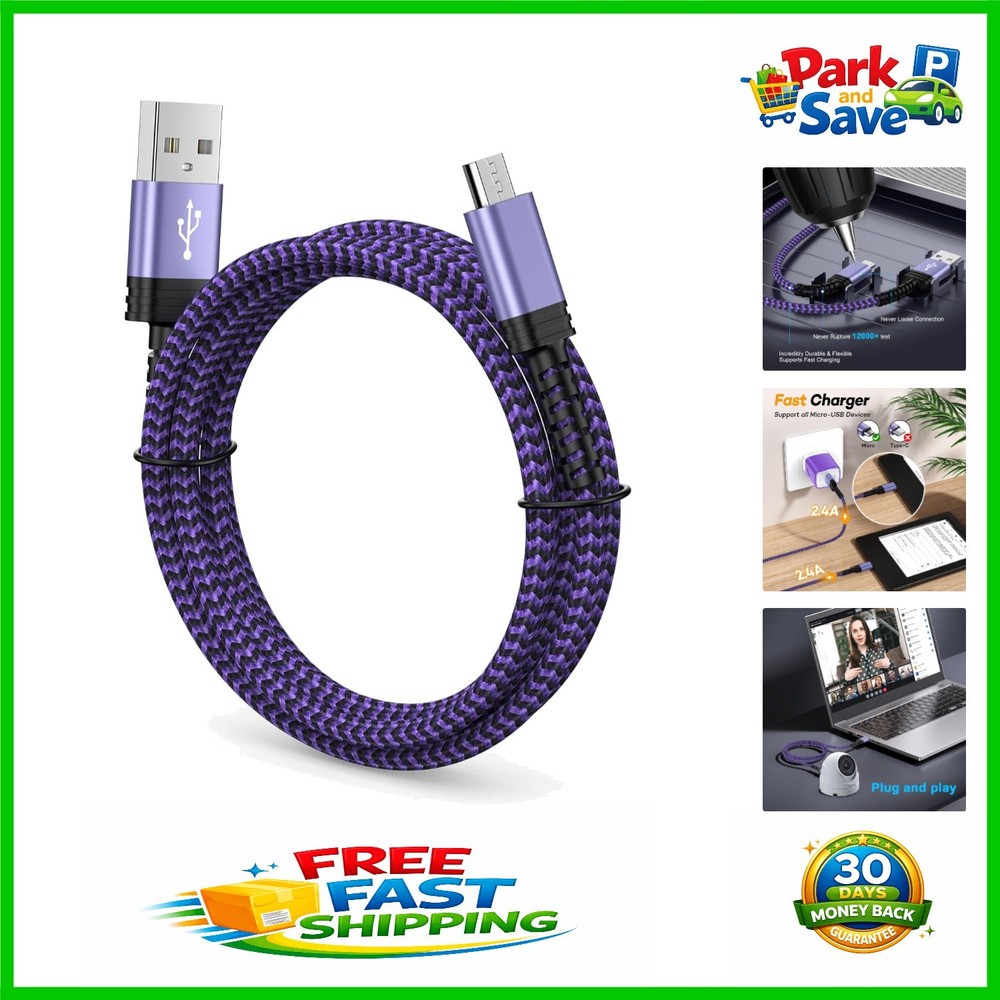Robust 6FT Micro USB Charging Cable for Kindle & Android Devices, Plug & Play