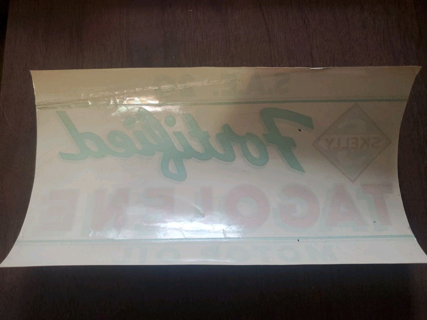 Vintage Waterslide Fortified Skelly Tagolene SAE 20 Motor Oil Decal Original