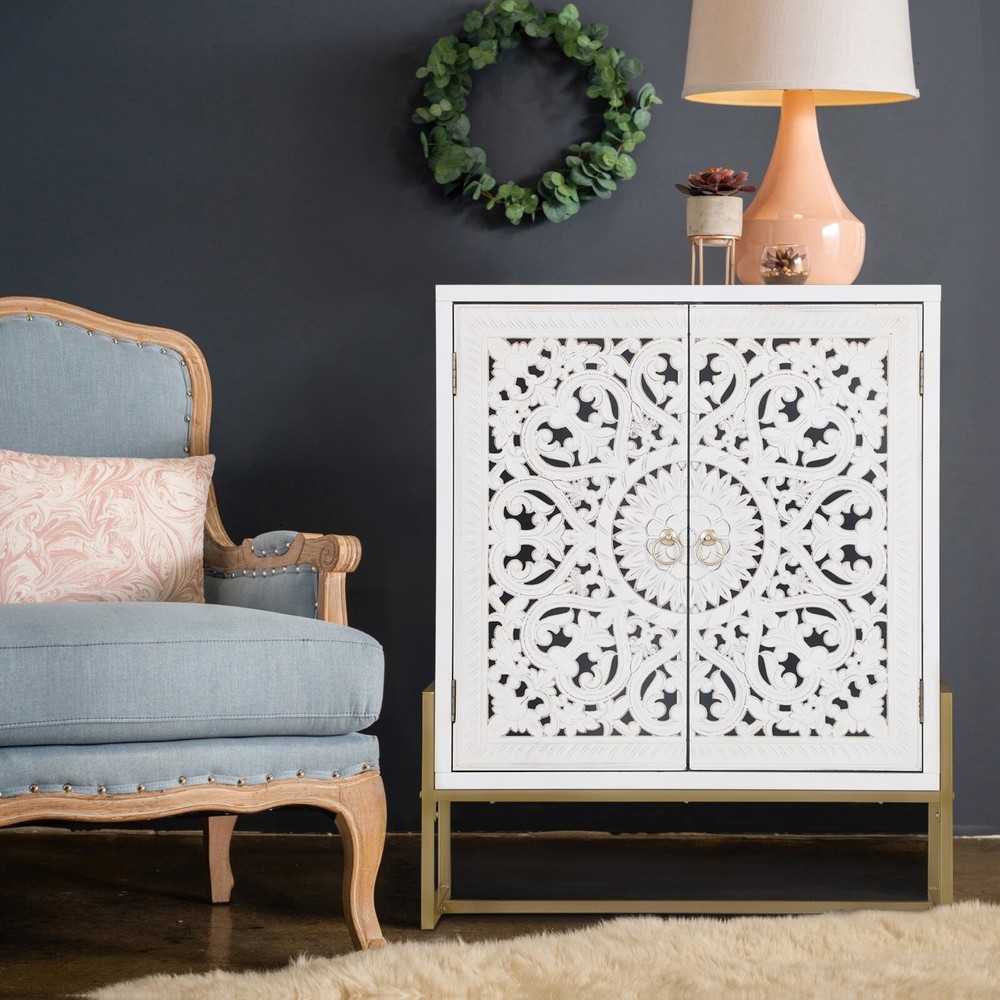 PHI VILLA Accent Storage Cabinet with 2 Doors Buffet Sideboard Entryway Cabinet