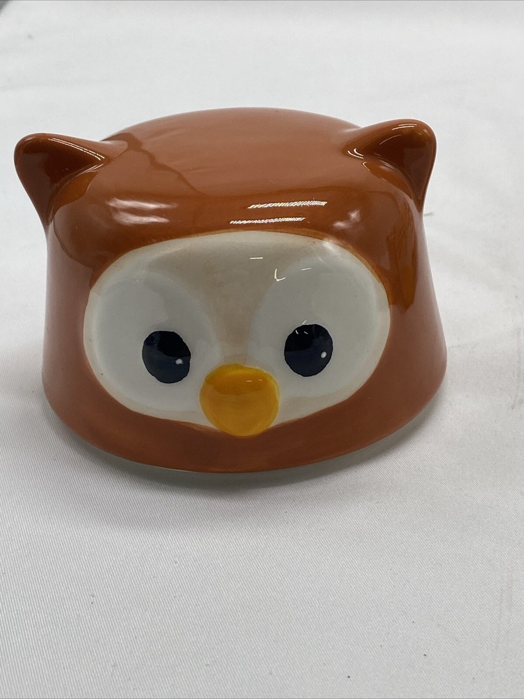 Temptations Orange Owl Ceramic Nesting Measuring Cup Set Old World