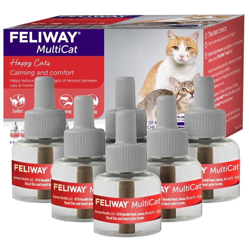 Pheromone Diffuser Refills 6 x 48ml – Peaceful Multi-Cat Household Solution