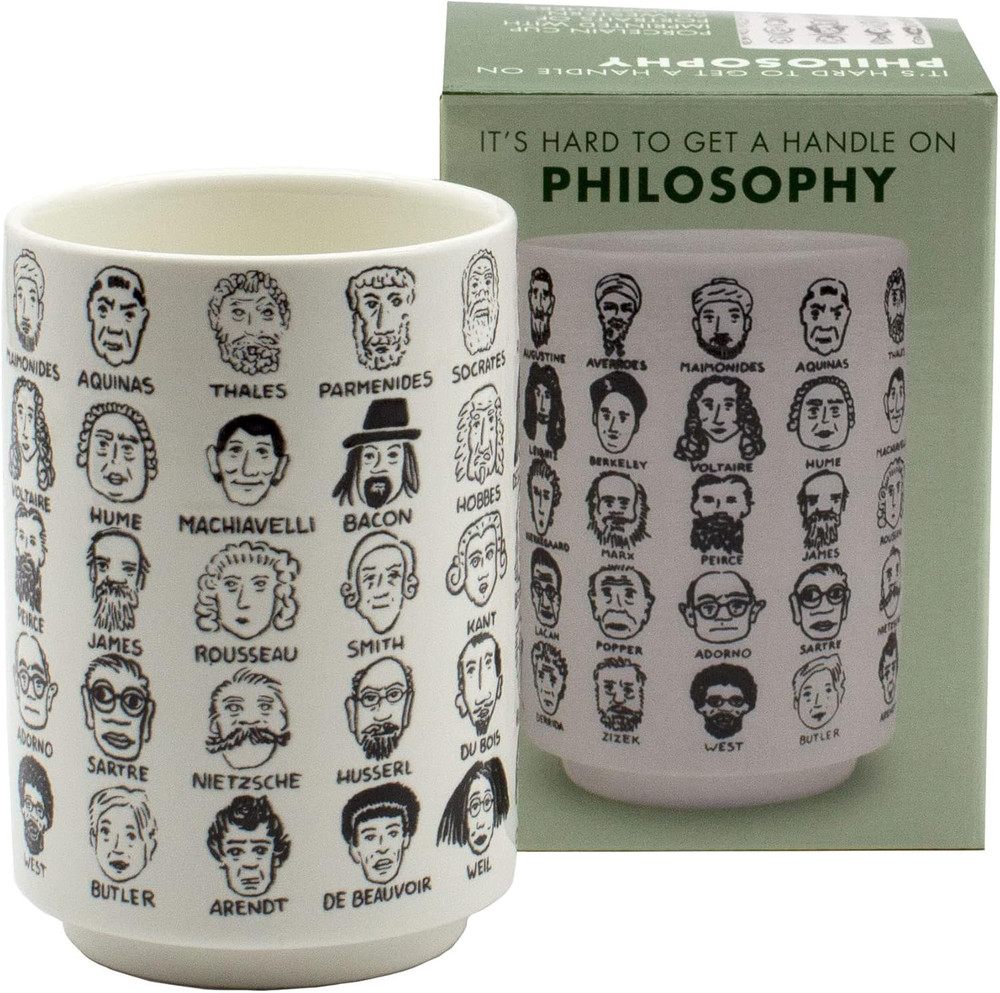 It'S Hard to Get a Handle on Philosophy - Porcelain Handleless Tea Cup Featuring