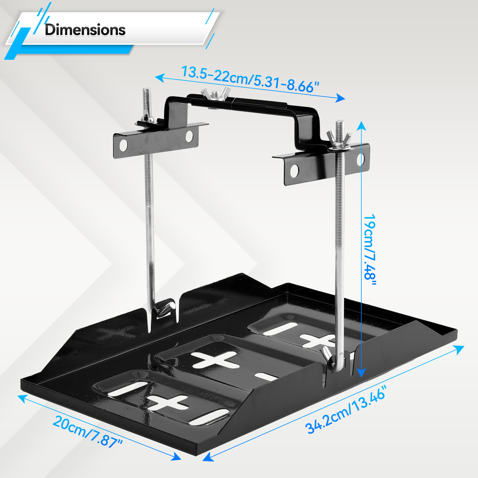 Car Adjustable Battery Tray Hold Battery Storage Holder Bracket Down Clamp Kit