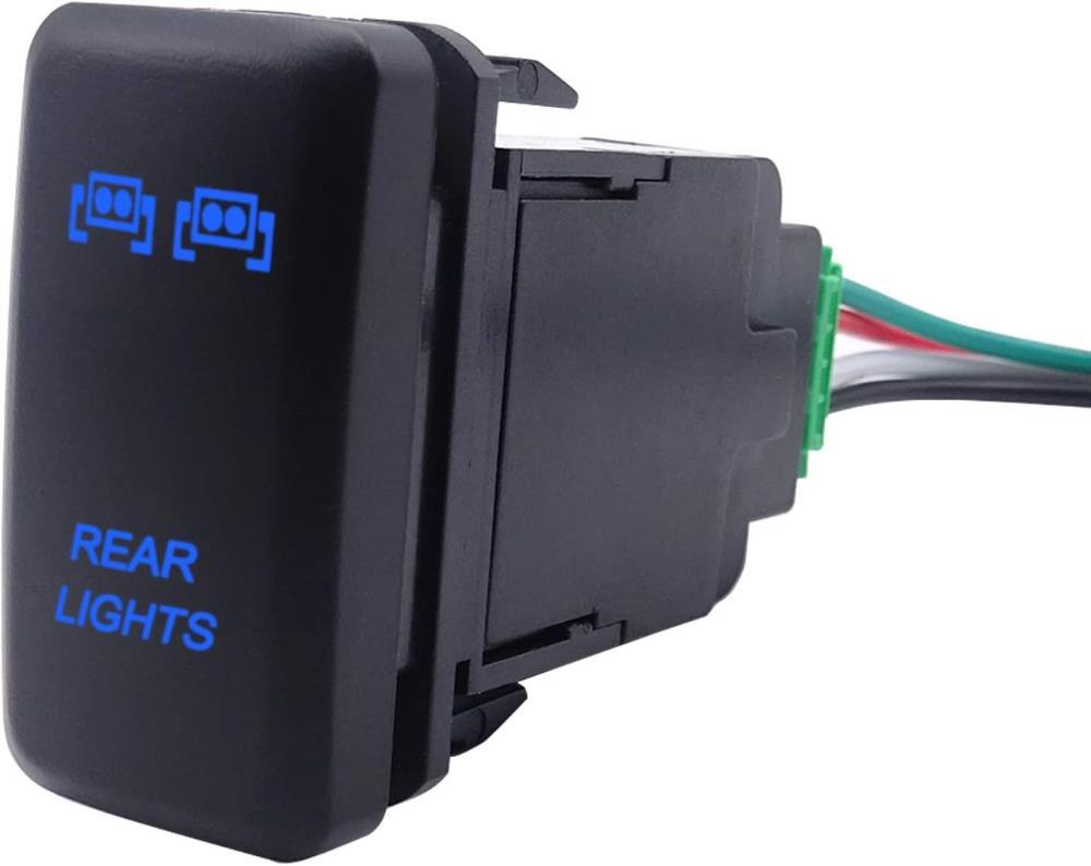 LED Light Bar Push Button Switch with Connector Wire Blue Backlit On/Off Kit Com