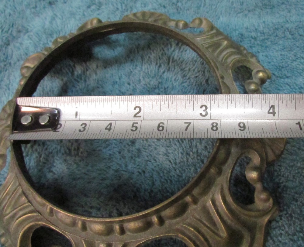 6⅝" Round Ornate Victorian or Rococo Style BRASS LAMP BASE w Scrollwork & Shell