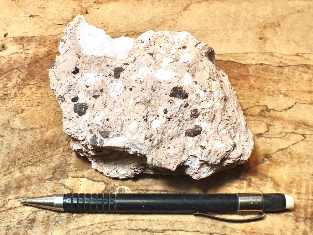 tuff breccia - welded volcanic ash with angular clasts - hand specimen